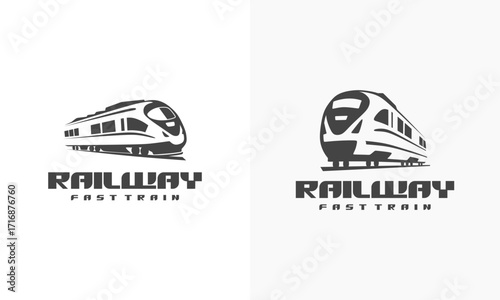 Futuristic Metro Railway Transport icon, Set of Fast Train logo designs concept vector