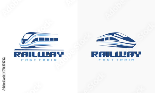 Futuristic Metro Railway Transport icon, Set of Fast Train logo designs concept vector