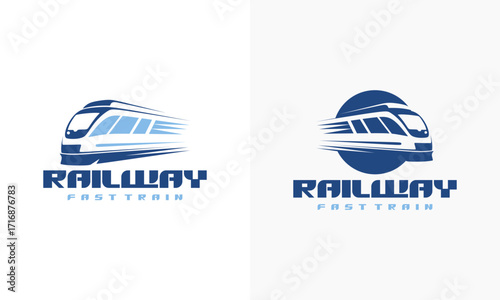 Futuristic Metro Railway Transport icon, Set of Fast Train logo designs concept vector