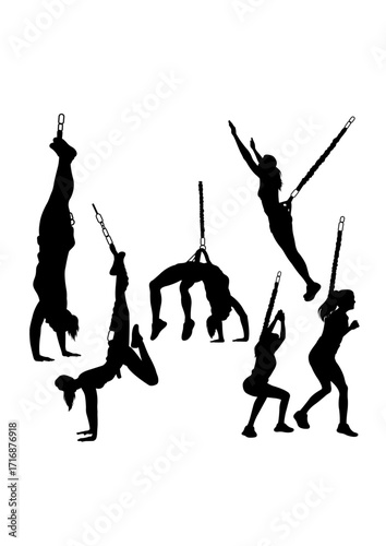 Bungee dance performance silhouettes