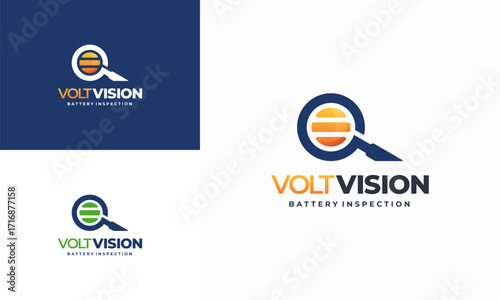 Obraz na plátně Volt Vision Battery inspection logo concept vector, Energy finder vector logo te