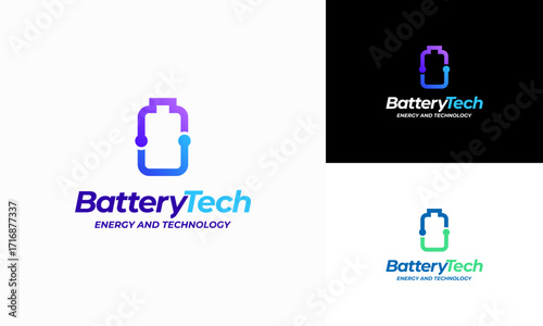 Battery Technology Logo designs concept vector, Battery energetic ring to convey movement and dynamism.