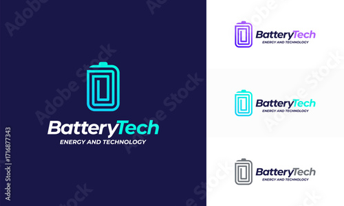 Battery Technology Logo designs concept vector, Battery energetic ring to convey movement and dynamism.