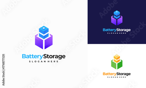Battery Storage logo designs concept vector, Sustainable Battery Logo template