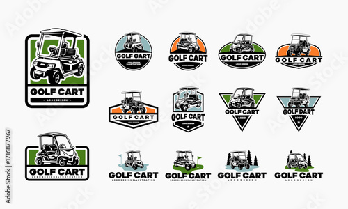 Set of buggy - golf cart illustration logo vector, golf cart logo isolated vector