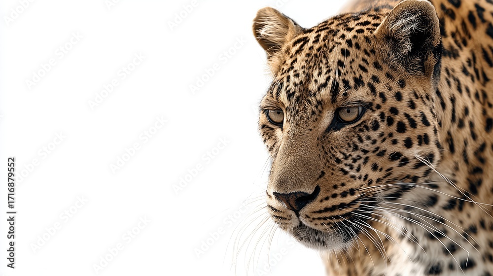 Obraz premium Expertise in wildlife photography showcased by this powerful leopard portrait with intense eyes and detailed fur