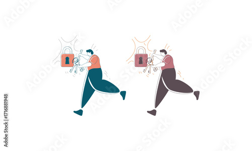 Person Running with Keys and Unlocked Padlock