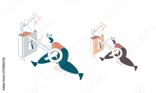 Two People Running with Keys to Open Envelopes