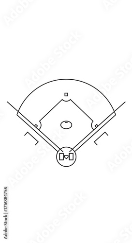 Baseball Field Diagram on White Background for Sports Infographic