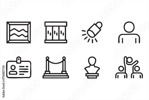 Artistic vector icons collection for gallery, museum, and cultural exhibition projects