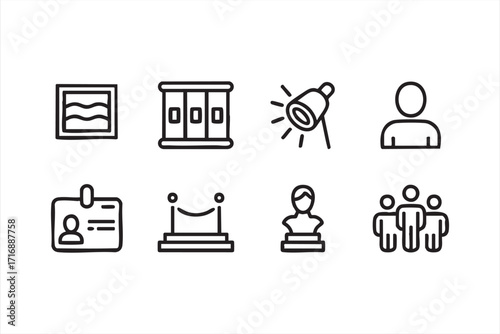 Abstract outline vector icons for cultural heritage, history, and art museum design