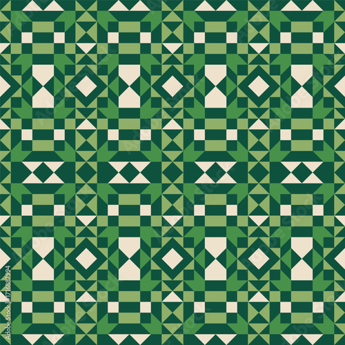 Geometric Triangle Diamond Green Seamless Pattern Decorative Background