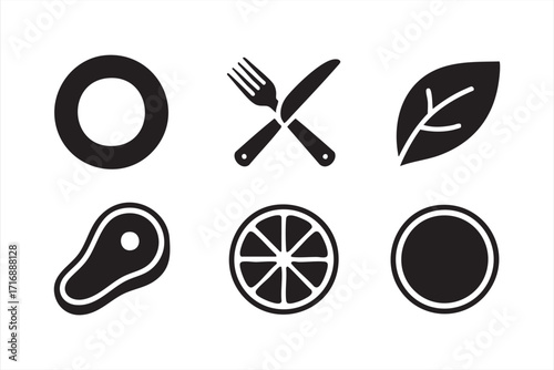 Modern nutrition icon pack representing balanced diet, fresh food, and healthy lifestyle