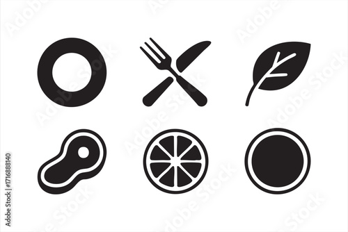 Vector collection of diet icons for clean eating, organic food, and healthy nutrition