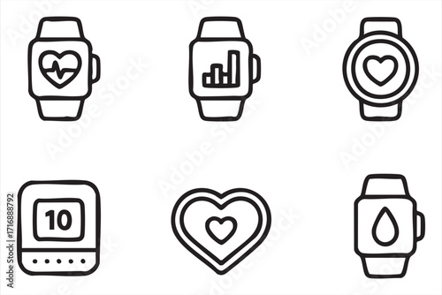 Smartwatch vector illustrations for prevention, healthcare, and digital wellness projects