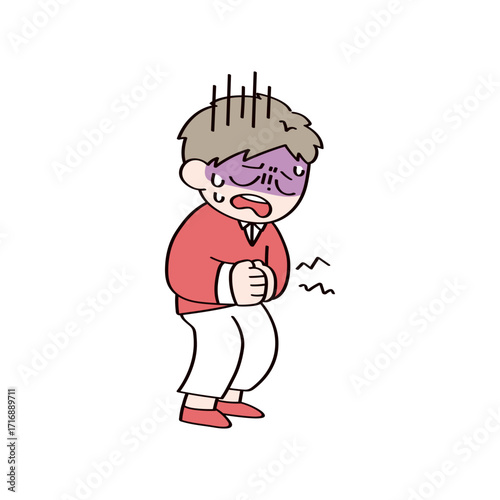 お腹が痛い子供のイラスト