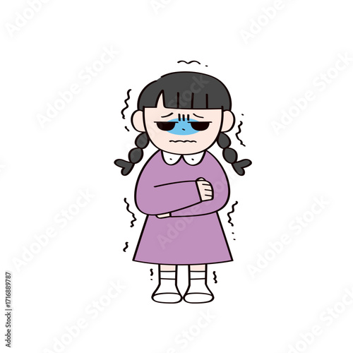 寒くて震える子供のイラスト