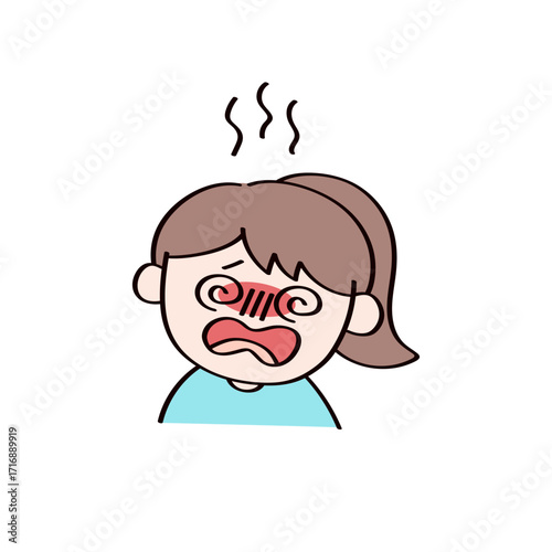 熱中症の子供のイラスト