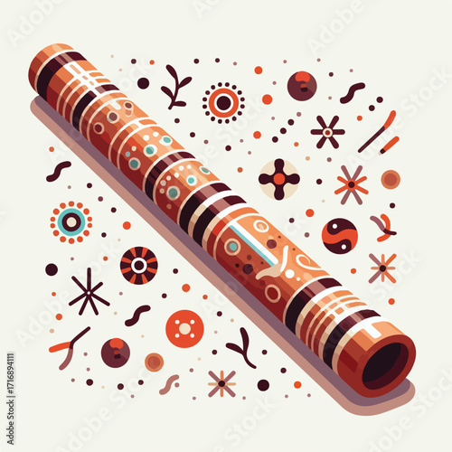 didgeridoo (traditional musical instrument) with a simple and minimalist flat design using a white background