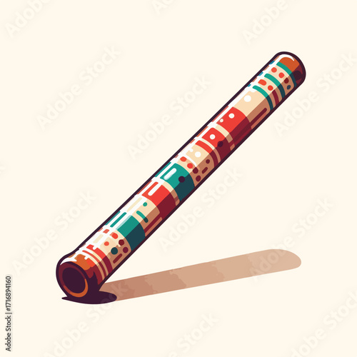 didgeridoo (traditional musical instrument) with a simple and minimalist flat design using a white background