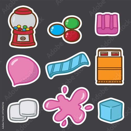 set of bubble gum good for sticker, badge, element design, icon, etc