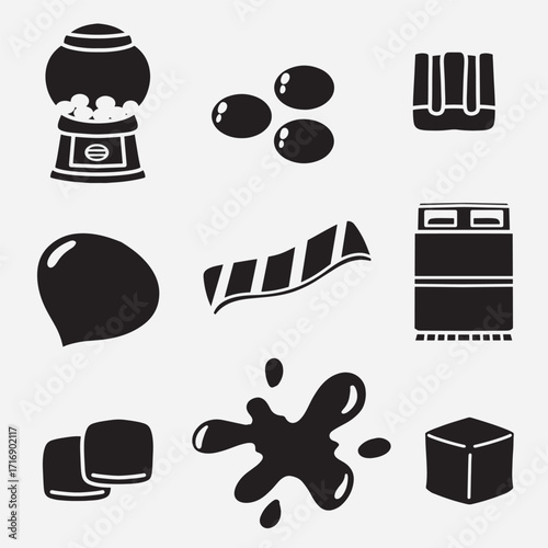 set of bubble gum good for icon, symbol, element design, logo, silhouette design, etc