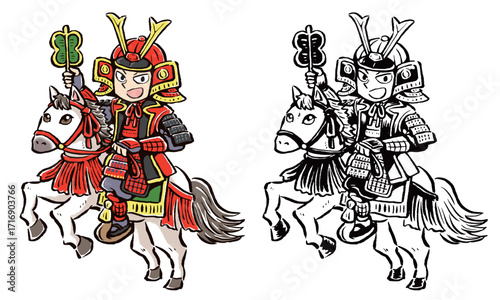 白馬に乗った甲冑姿の武将