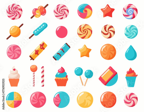 Sweet candy icon set. Simple set of sweet candy vector icons for web design on white background