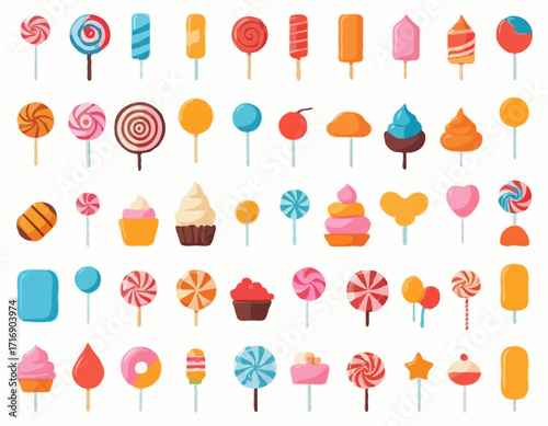 Sweet candy icon set. Simple set of sweet candy vector icons for web design on white background
