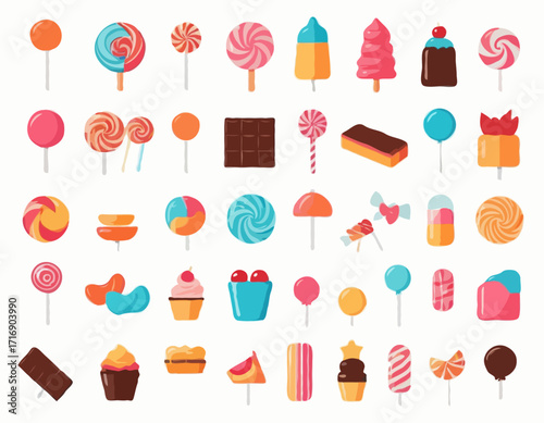Sweet candy icon set. Simple set of sweet candy vector icons for web design on white background