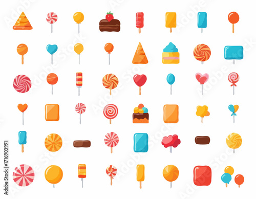 Sweet candy icon set. Simple set of sweet candy vector icons for web design on white background