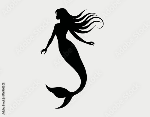 mermaid silhouette isolated on white background