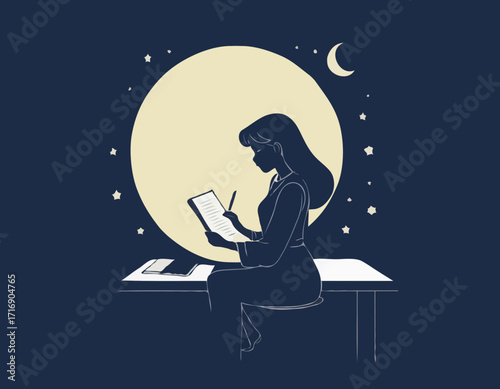 Young Girls writer in the moon