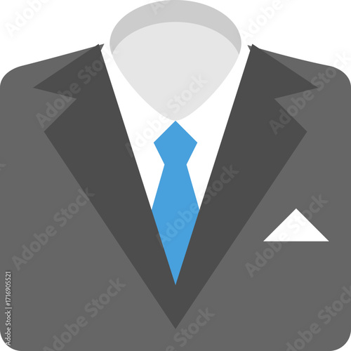 flat suit with blue tie, business attire clip art preview