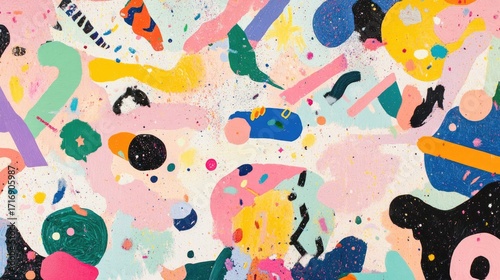 Vibrant Abstract Art with Colorful Shapes and Textures