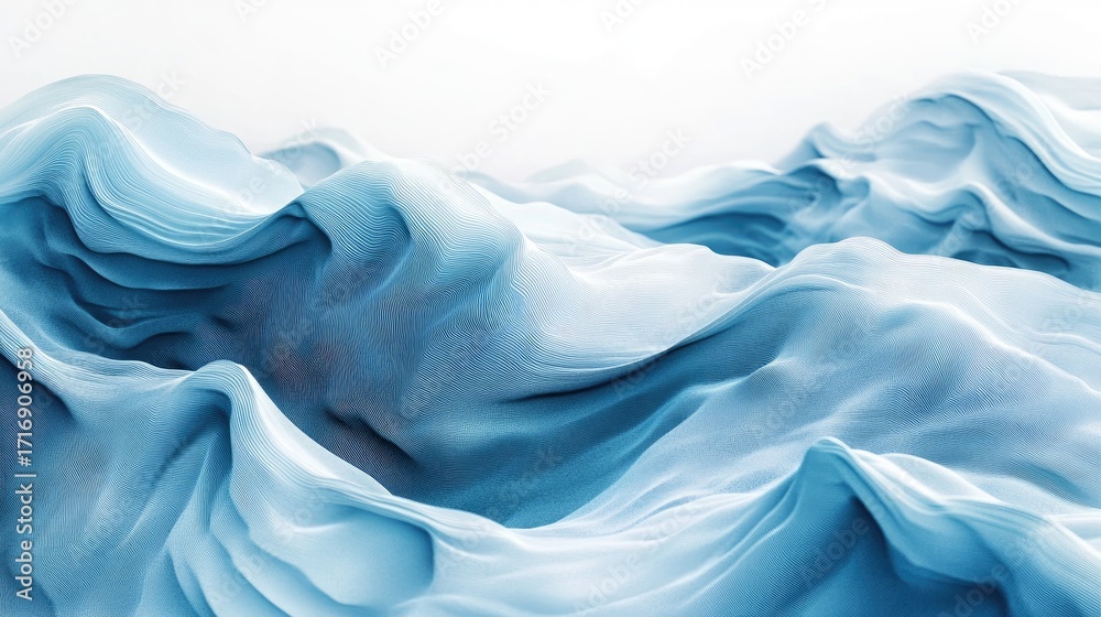 Obraz premium Abstract Blue Wavy Surface with Smooth Textures and Patterns