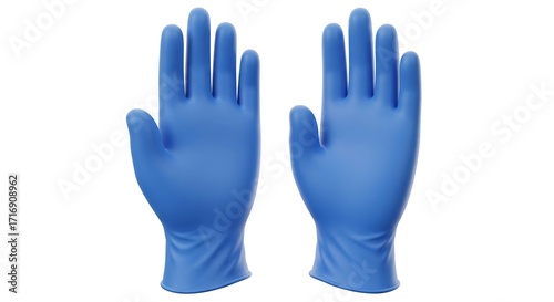 Wallpaper Mural Pair of blue disposable nitrile examination gloves isolated on white background, safety and hygiene concept Torontodigital.ca