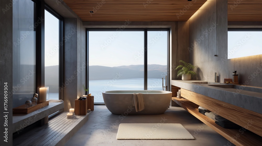 Fototapeta premium AI-Generated Bathroom With Morphing Shapes