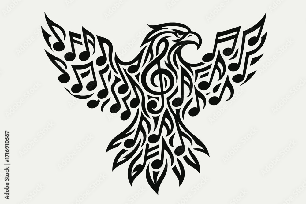 Obraz premium Eagle with Music Notes Vector