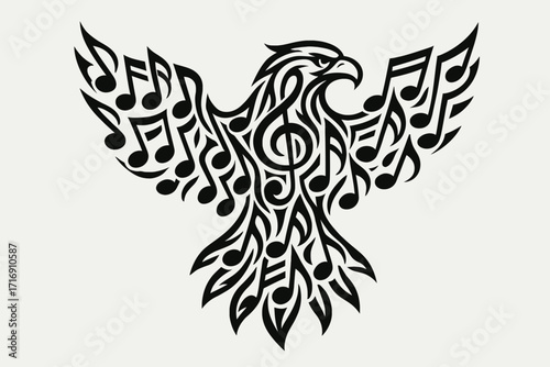 Eagle with Music Notes Vector