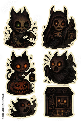 Gothic Horror Stickers Vector