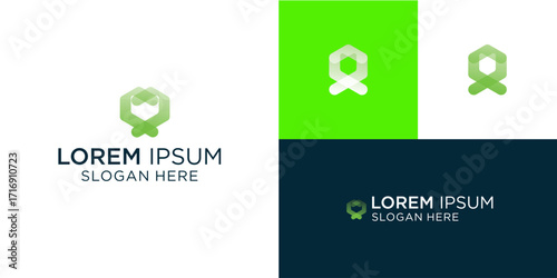 Green geometric logo design for eco-friendly brands needing a fresh, vibrant identity to attract new customers and convey trust and innovation