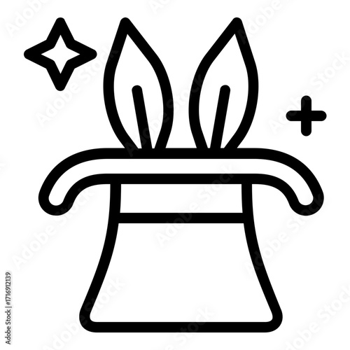magic trick rabbit hat icon line