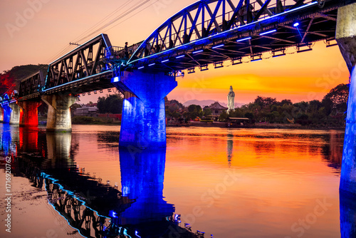 The Bridge Over The River Kwai at sunset,Kanchanaburi,Thailand.
