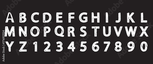 Grunge Style Hand-Drawn Alphabet and Number Set