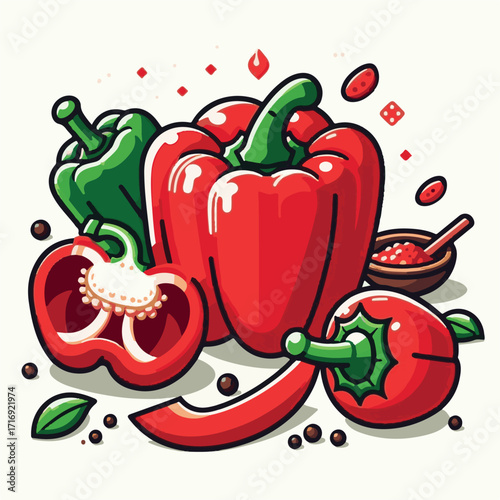 food, vegetable, isolated, healthy, fresh, organic, natural, vegetarian, pepper, raw, red, ingredient, paprika, vitamin, sweet, vegan, bell pepper, bell, ripe, background, closeup, diet, color, capsic