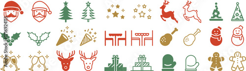 ベクターでカラーのクリスマスのアイコンセット

