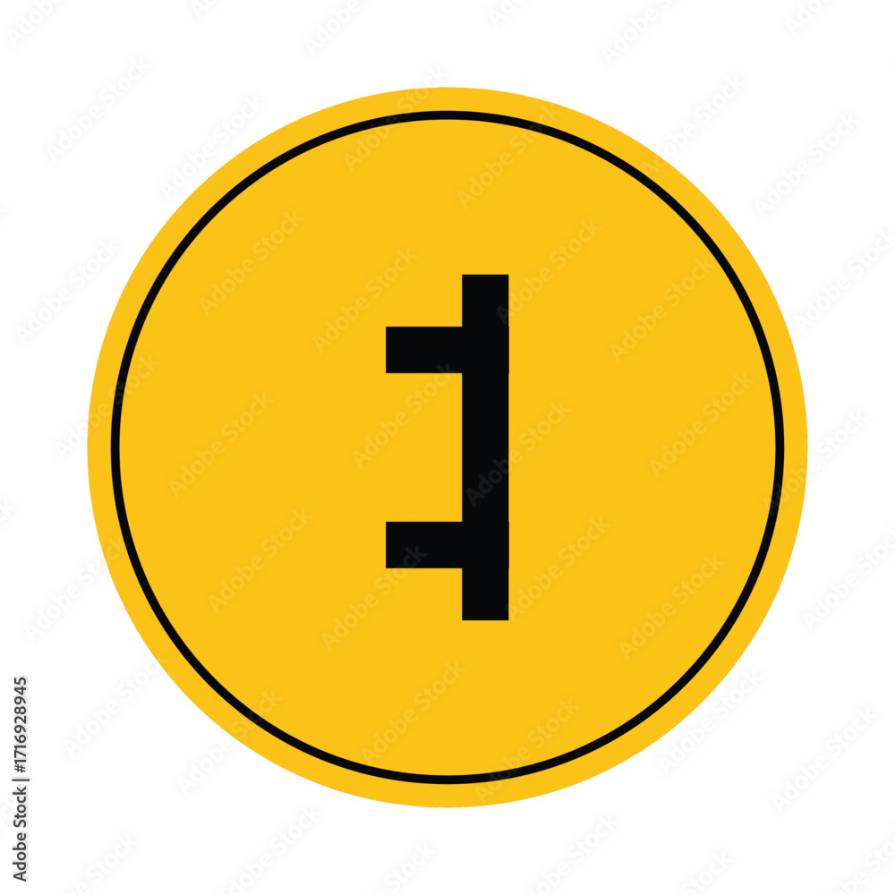 Fototapeta premium Yellow Circular Sign with Minimalist Black Symbol in Center