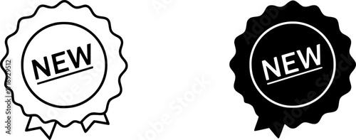 ofvs300 OutlineFilledVectorSign ofvs - new badge vector icon . special offer tag . isolated transparent . black outline and filled version . AI 10 / EPS 10 / PNG . g11640