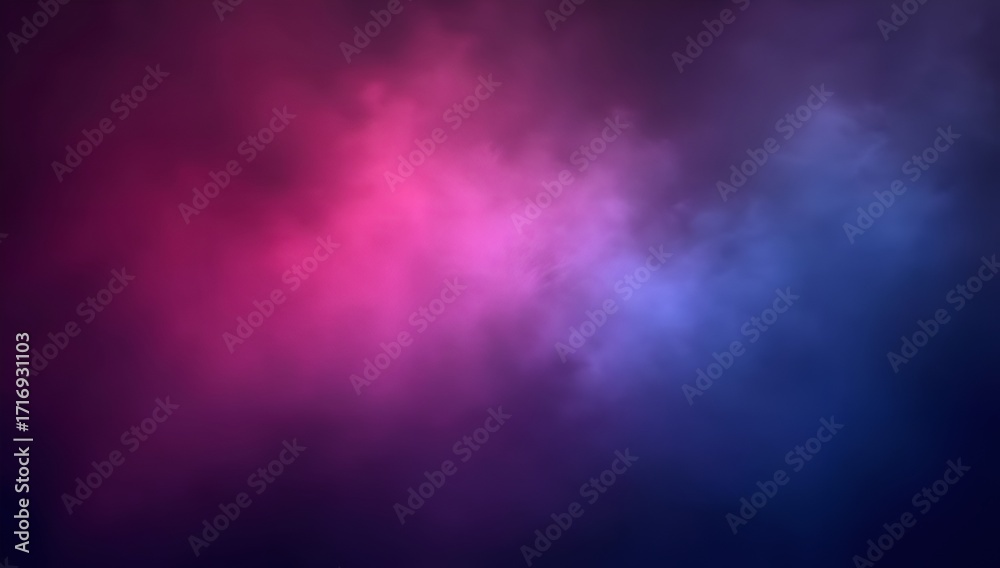 Fototapeta premium Neon-inspired gradient – vibrant pink fading into purple and blue, glowing mist effect on a dark backdrop. Smooth transitions add depth and intensity